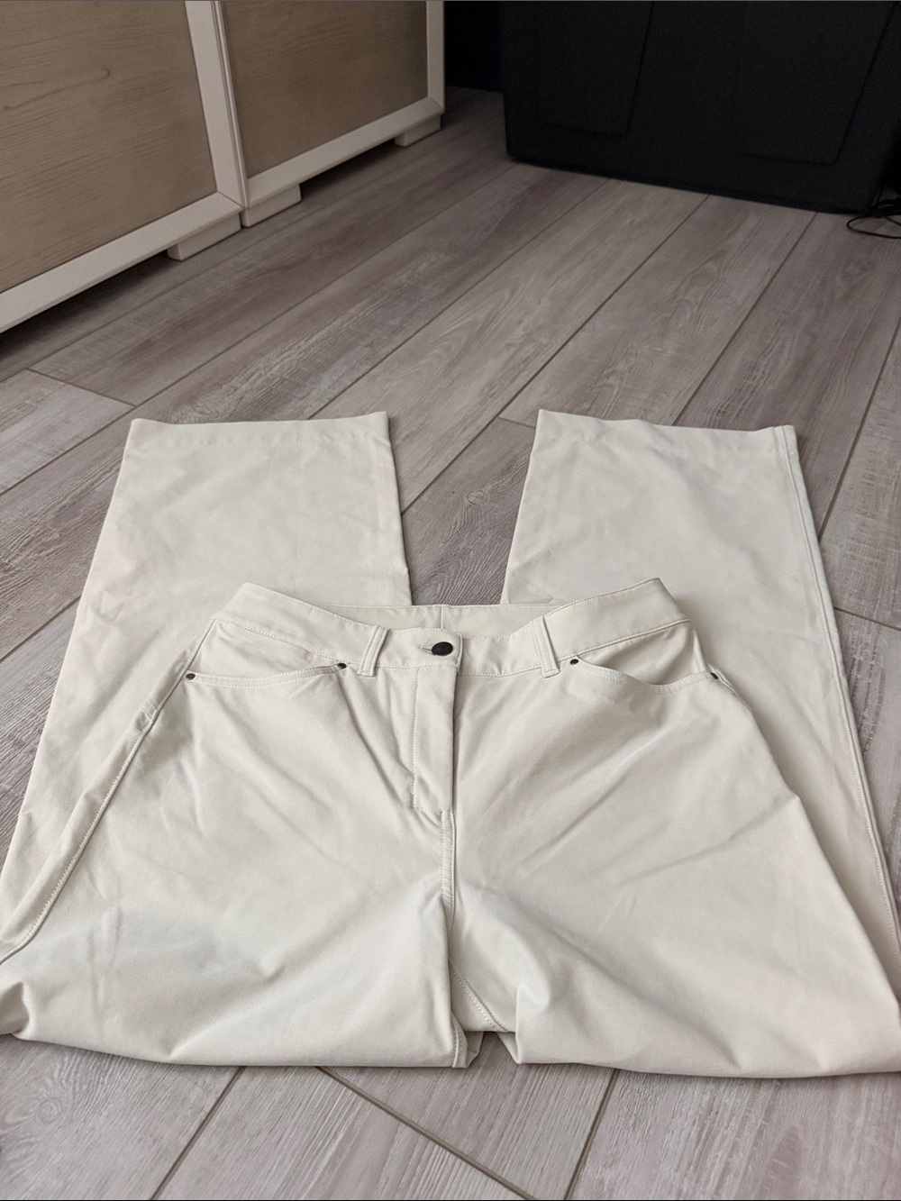 lululemon athletica easy five low rise Wide Leg Pants in Cream